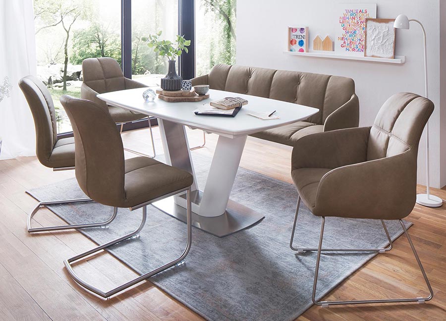 chaise de salle a manger et banc design simili cuir marron